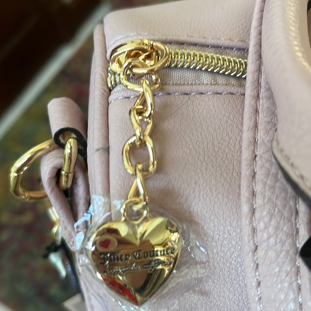 Juicy couture crossbody bag Satchel Vegan leather pink/rhinestone logo NWT - Picture 7 of 12